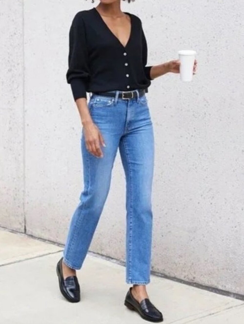 AYR The LaLa 90s Straight Leg Jeans Medium Blue Denim Minimalist Classic Size 30
